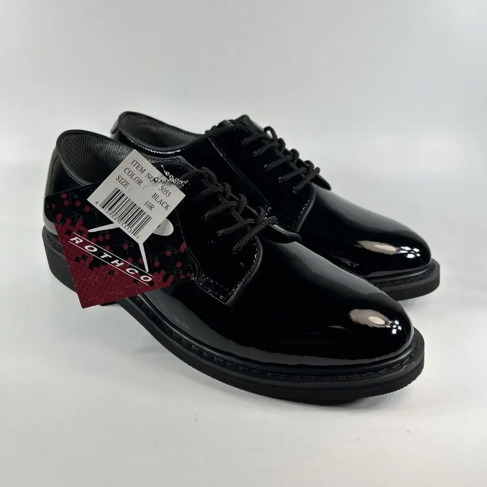 Rothco High Gloss Oxford Shoes Mens 10R Black Military Uniform Dress Shiny